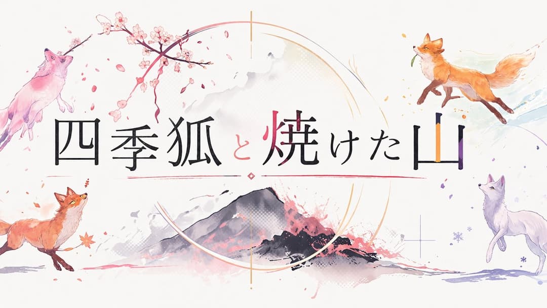 四季狐と焼けた山 background image