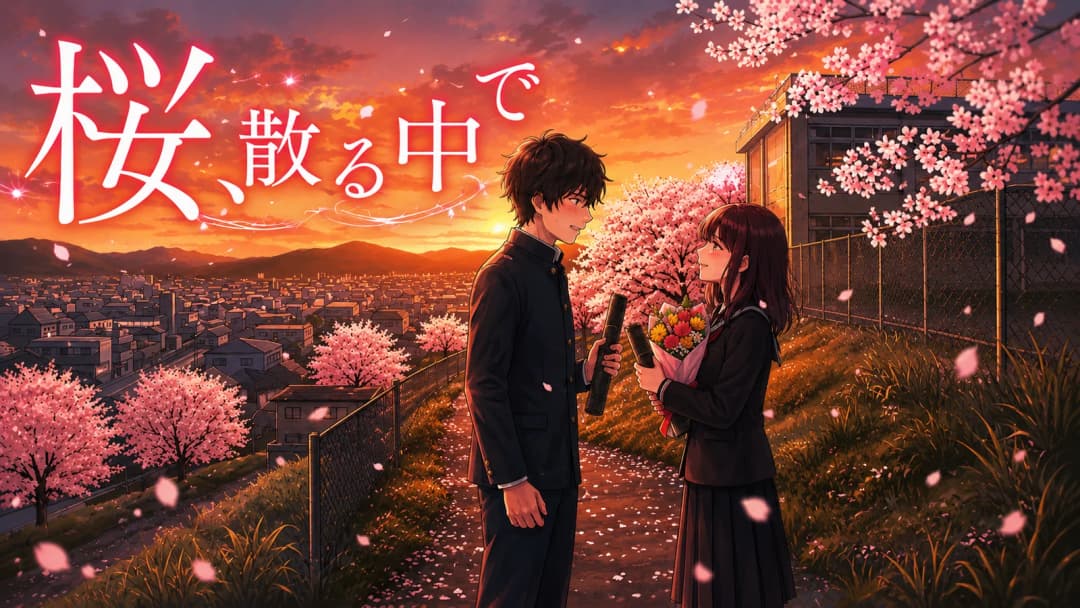 桜、散る中で background image