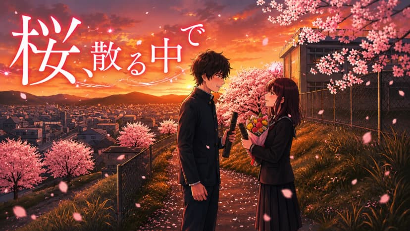 桜、散る中で