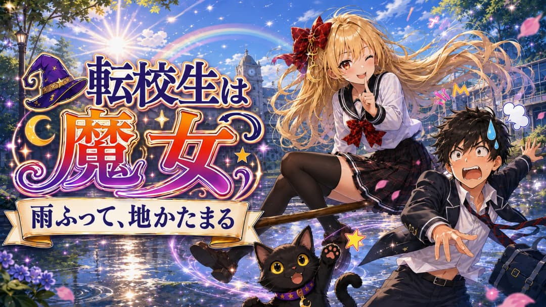 転校生は魔女＠雨ふって、地かたまる background image